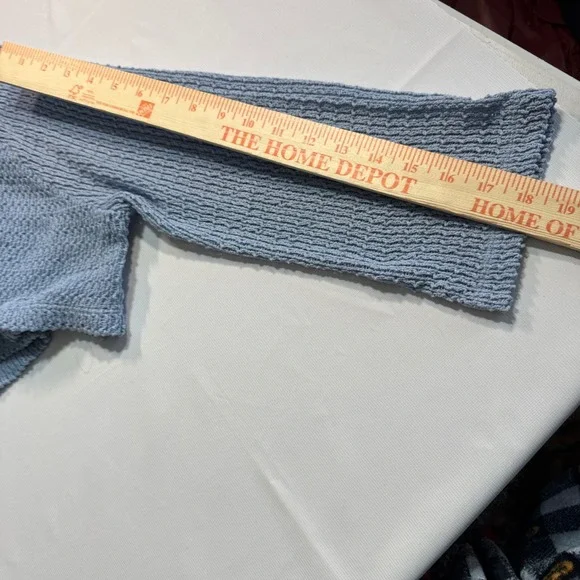 Boho Coquette Women XS Kimchi Blue Waffle Knit Cropped Hoodie Periwinkle Blue - Picture 7 of 7